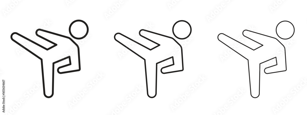 Poster kung fu icon symbol line. editable stroke width