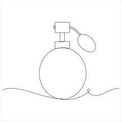 One line drawing of perfume bottle minimalist beauty product continuous line art vector illustration
