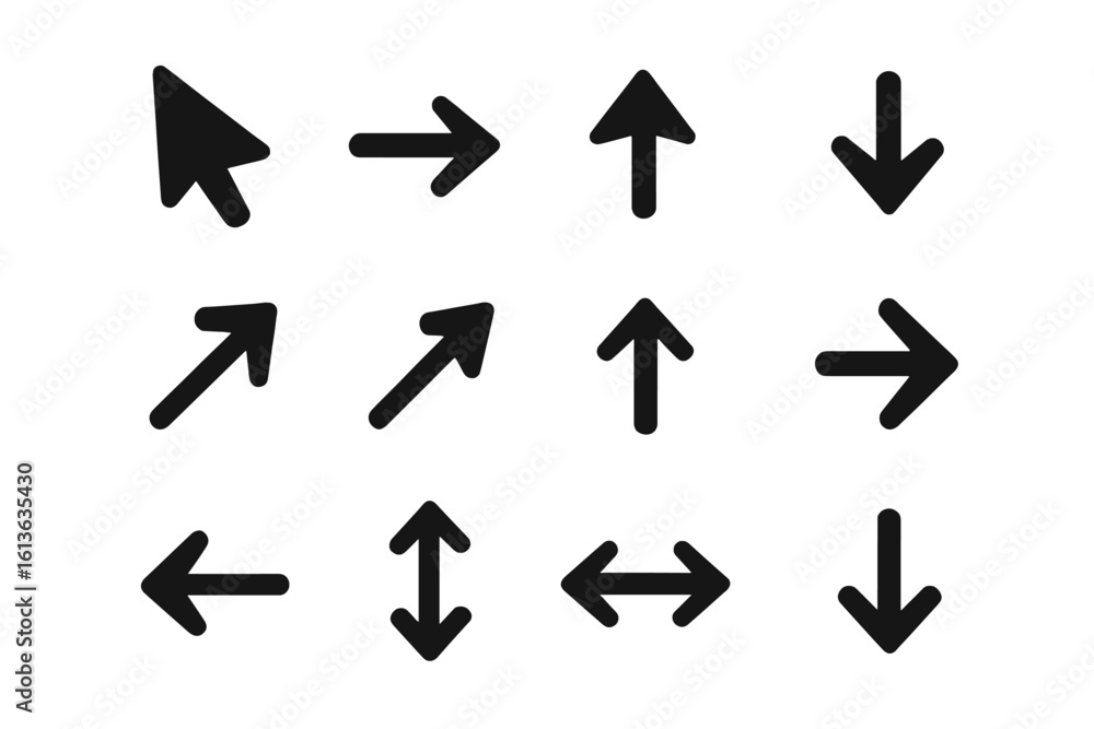 Leinwandbilder arrow icons set with various directions. black cursor and pointer symbols for web design. ui ux grap