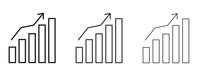 Increasing stocks icon symbol line. Editable stroke width