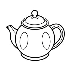 Clean outline drawing of a ceramic teapot with a round lid