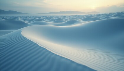 Serene sand dunes at sunrise in the desert landscape