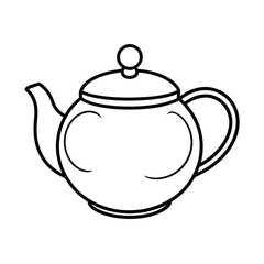 Outline drawing of a ceramic teapot with a round lid
