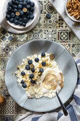 cottage cheese with blueberries and honey