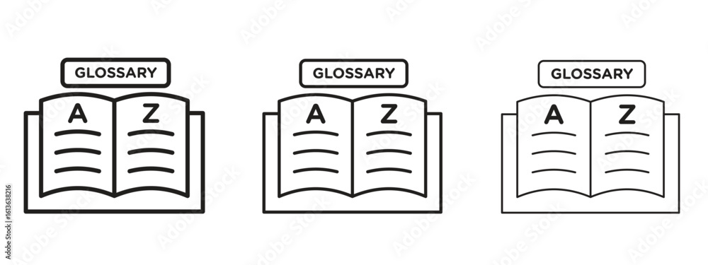 Poster glossary icon symbol line. editable stroke width