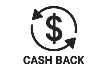 Obraz premium Cash back vector icon symbol. Money refund, return & currency exchange sign. Financial loyalty program for commerce. Savings & bonus reward concept for shopping promotion.