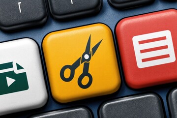 Keyboard keys with editing icons