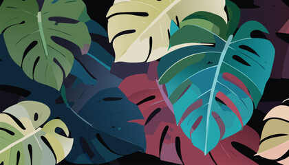 modern design featuring abundance tropical green and gold leaves