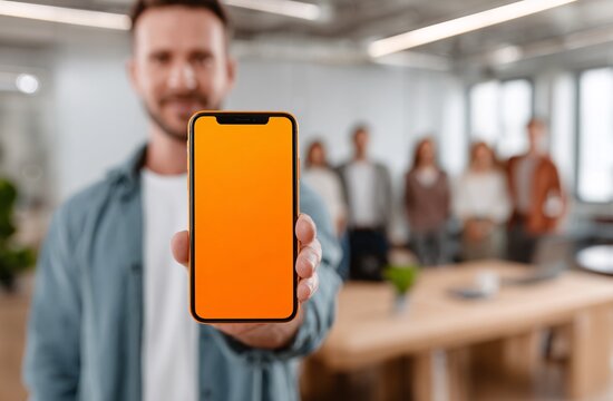 Cloud Storage App on Smartphone in Office Meeting