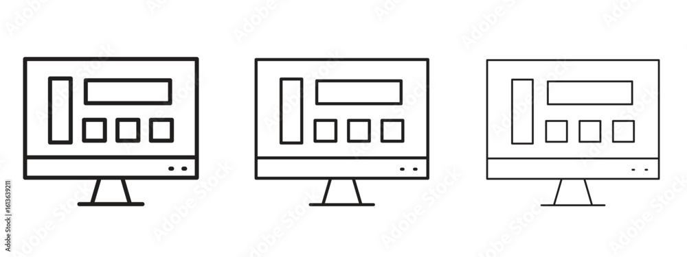 Poster front end icon symbol line. editable stroke width