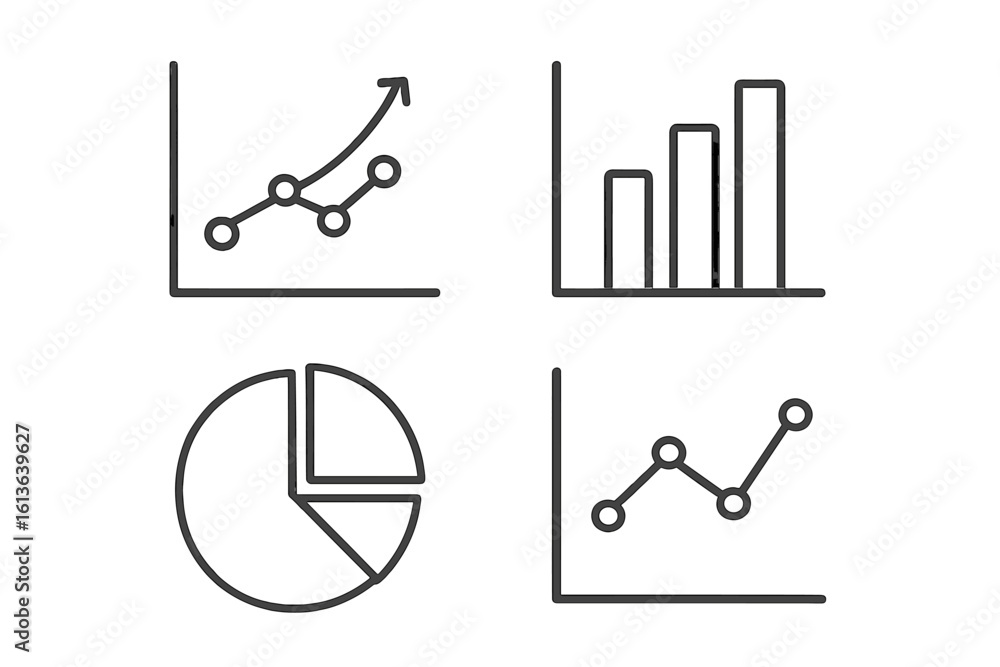 Poster data analytics line icon set. business and finance chart and graph symbols for reports and presentat