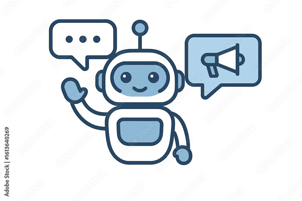 Aufkleber chatbot for marketing and promotion. ai assistant for online advertising. virtual robot for customer