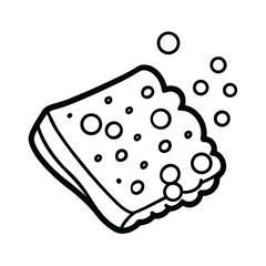 Minimalist cleaning sponge with bubbles line art design