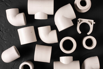 Close-up of polypropylene fittings for soldering pipes.