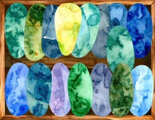Set of watercolor stones