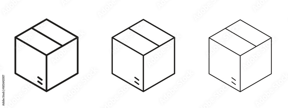 Poster delivering box icon symbol line. editable stroke width