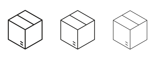 Delivering box icon symbol line. Editable stroke width