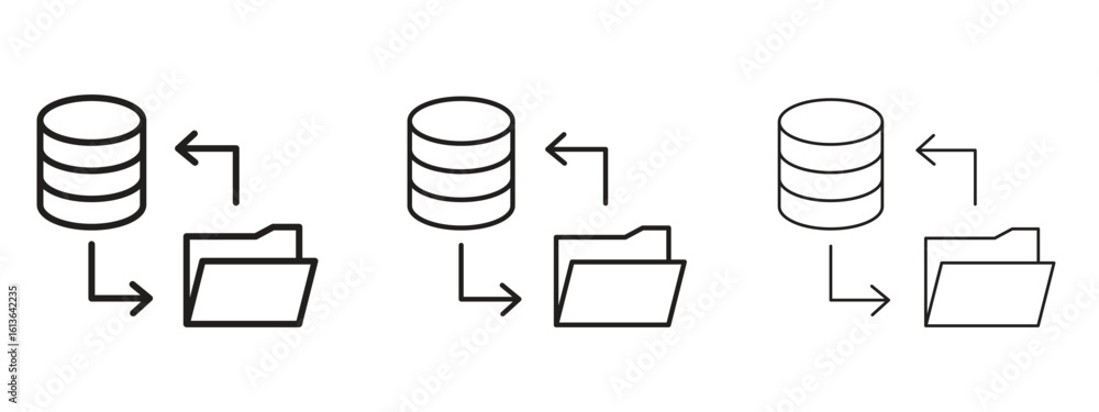 Poster data migration icon symbol line. editable stroke width