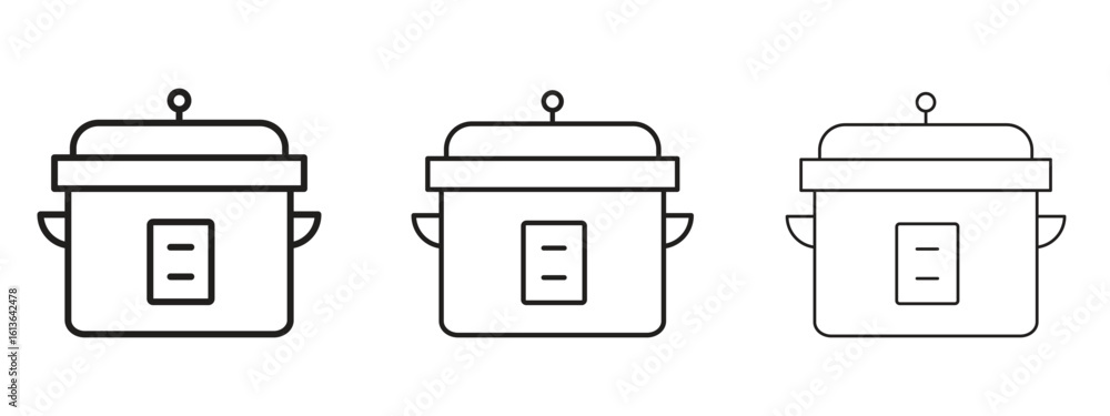 Poster crock pot icon symbol line. editable stroke width