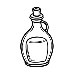 Thin line art illustration of a cooking oil bottle with its cap