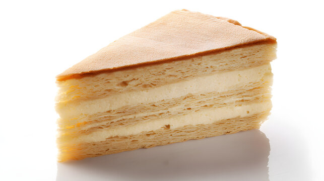 Isolated Slice of Krakeling Cake on a White Background for Culinary and Dessert Photography