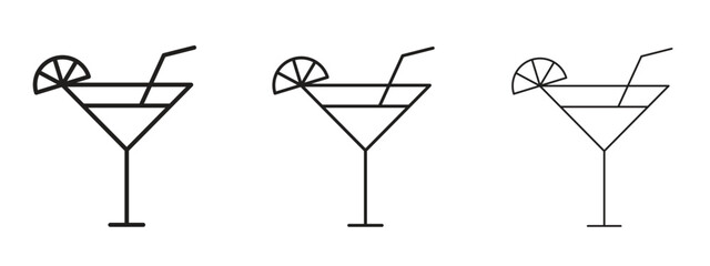 Cocktail icon symbol line. Editable stroke width