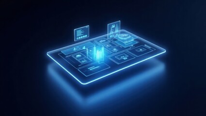 Futuristic Digital Interface Display technology blue