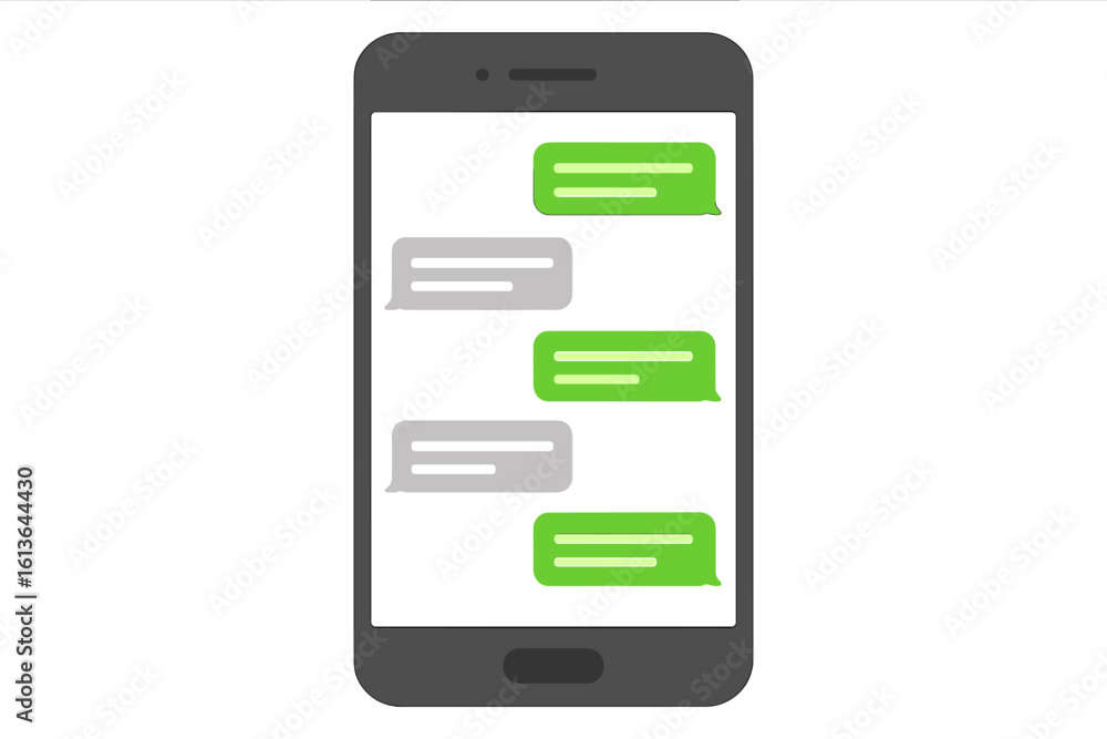 Aufkleber smartphone with chat messages on screen. vector illustration of a mobile phone conversation with tex