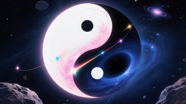 The symbol of yin and yang in the universe represents the balance of yin and yang, the harmony of the universe, and contains Eastern philosophy. It is used in cultural and philosophical discussions.