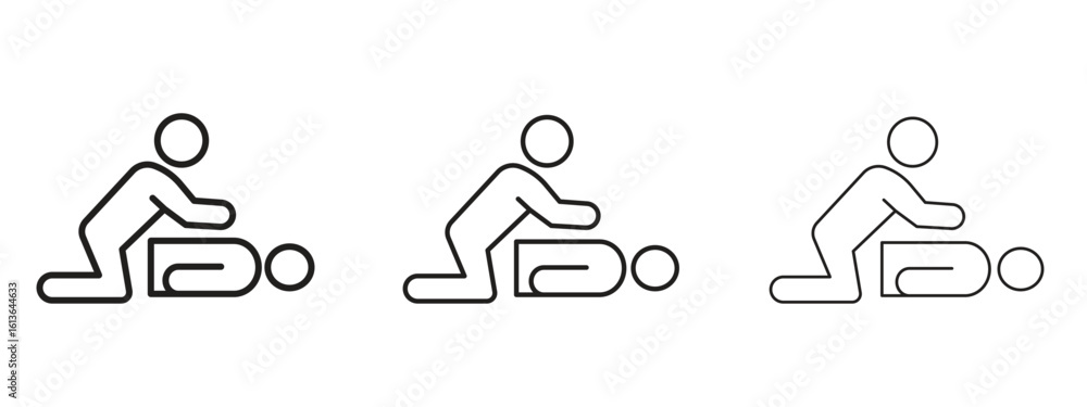 Poster cpr icon symbol line. editable stroke width