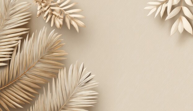 Beige background with light beige foliage - Powered by Adobe