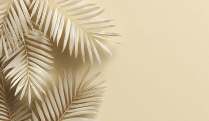 Obraz premium Pale palm leaves on a muted beige background