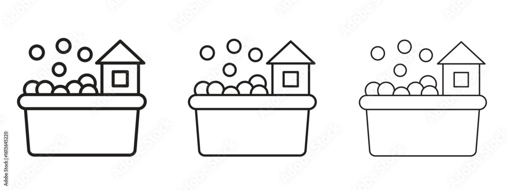 Poster ball pit icon symbol line. editable stroke width