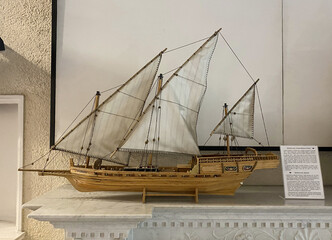 Antique model of a sailboat