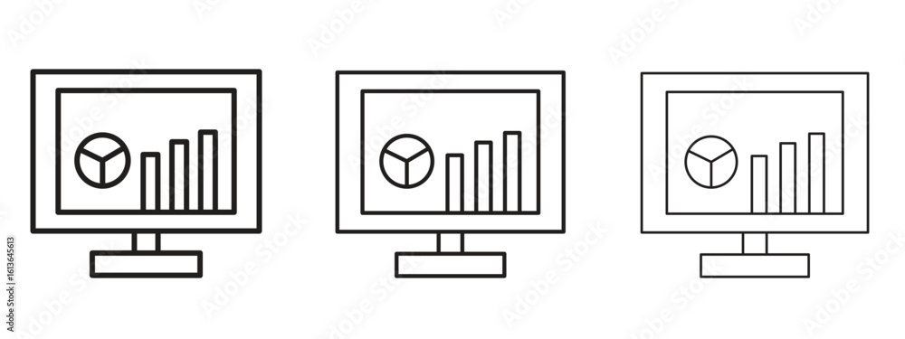 Poster analytics monitor icon symbol line. editable stroke width