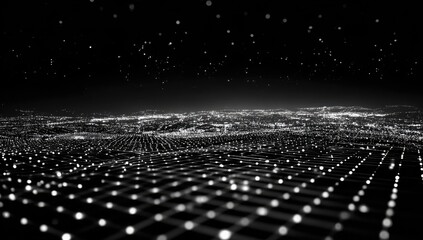 Abstract digital city landscape at night