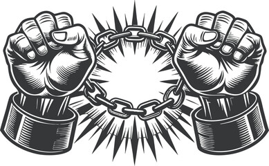 Fists Breaking Chains Symbol of Freedom Liberation and Overcoming Oppression