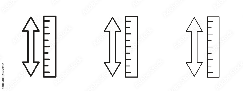 Poster adjustable height icon symbol line. editable stroke width