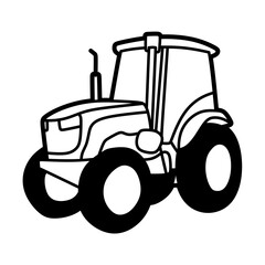 black and white left-facing farm tractor image