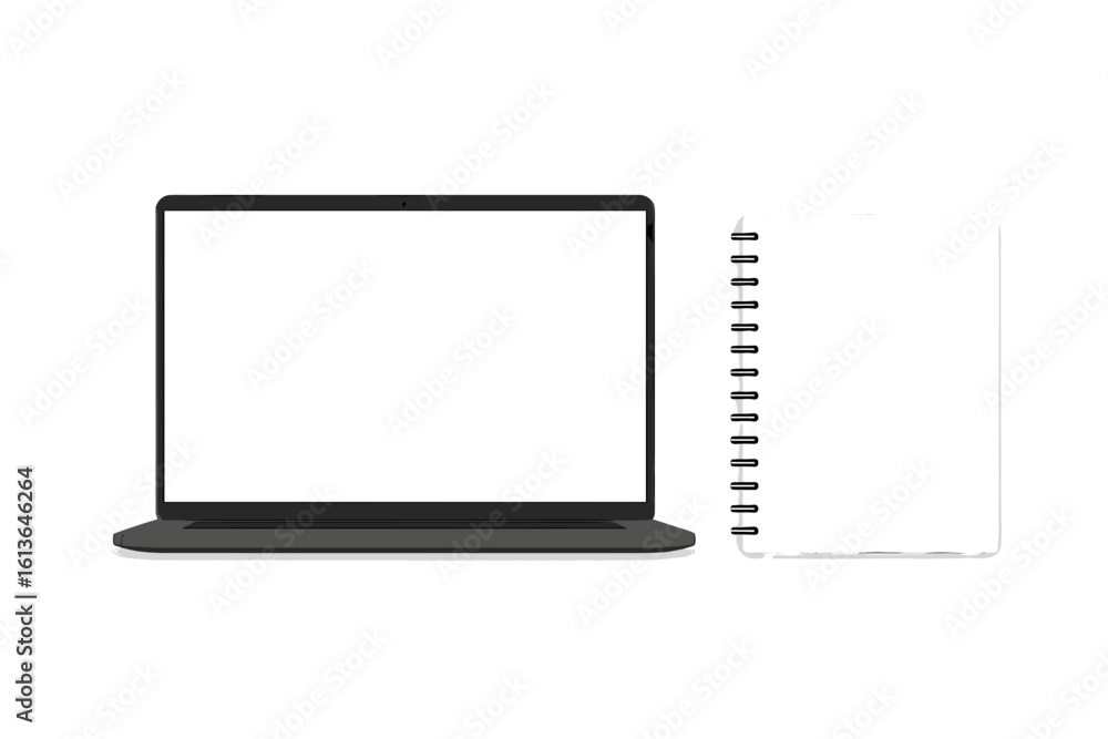 Poster laptop notebook mock up front view. computer screen with blank copy space for website or app design.