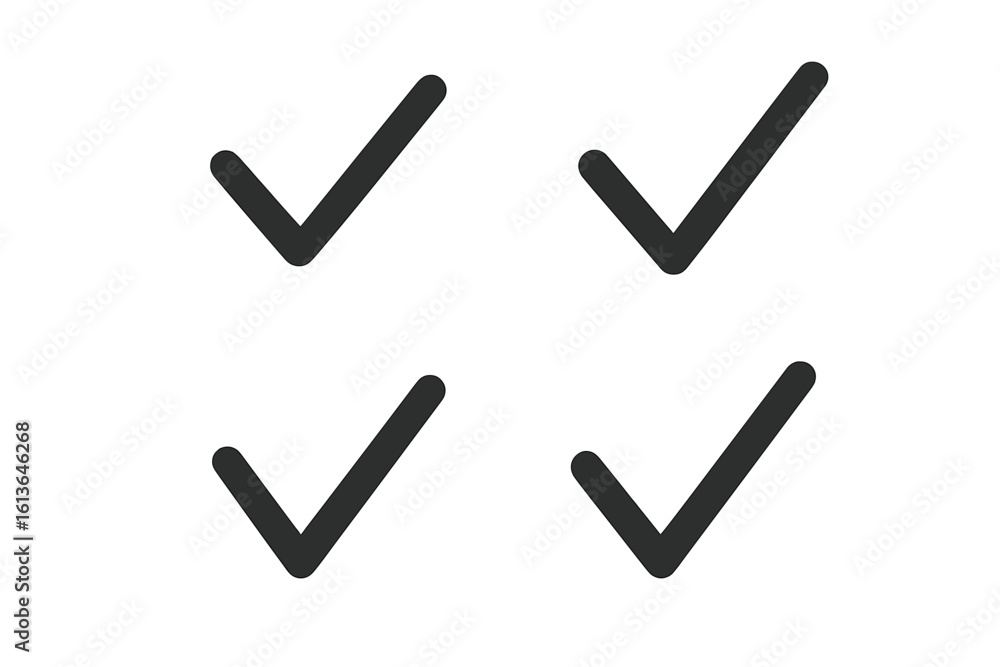 Poster set of four simple check marks. vector illustration on transparent background. tick icon symbol for 