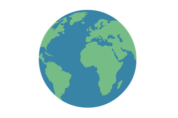 Planet Earth icon vector illustration. World globe map on transparent background. Flat design symbol for travel, environment, business. Global ecology conservation concept.