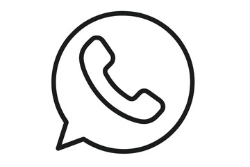 Hotline icon with phone receiver in speech bubble. Customer support and service concept. Contact us symbol for communication, help desk, and telemarketing. Vector line art.