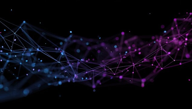 Abstract network of interconnected points and lines.  Dynamic, futuristic