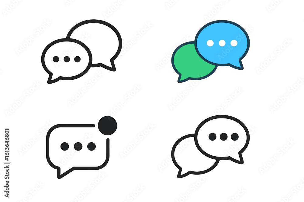 Poster chat message bubble vector icon set. communication pictogram collection. talk bubble, dialog symbol.