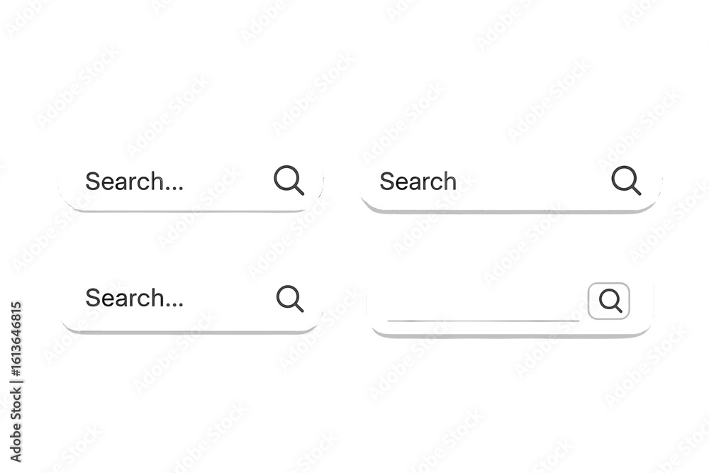 Poster search bar vector set for web and app design. user interface element collection with various search 