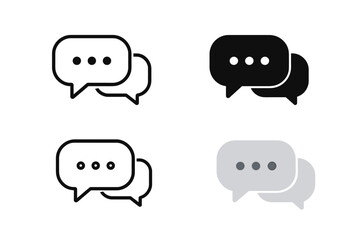 Chat message bubbles vector icon set. Talk bubble symbol for online communication, conversation, dialogue. Web icons for social media, app, SMS, notification, group chat.