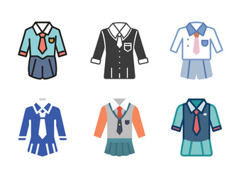 Variety of stylized school uniform designs for different age groups
