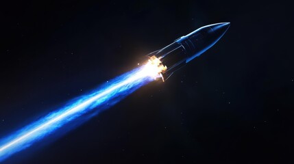 Obraz premium Rocket launching into space at nighttime