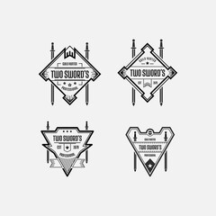 Obraz premium collection of logo designs with abstract shape and sword frames. black and white vector design